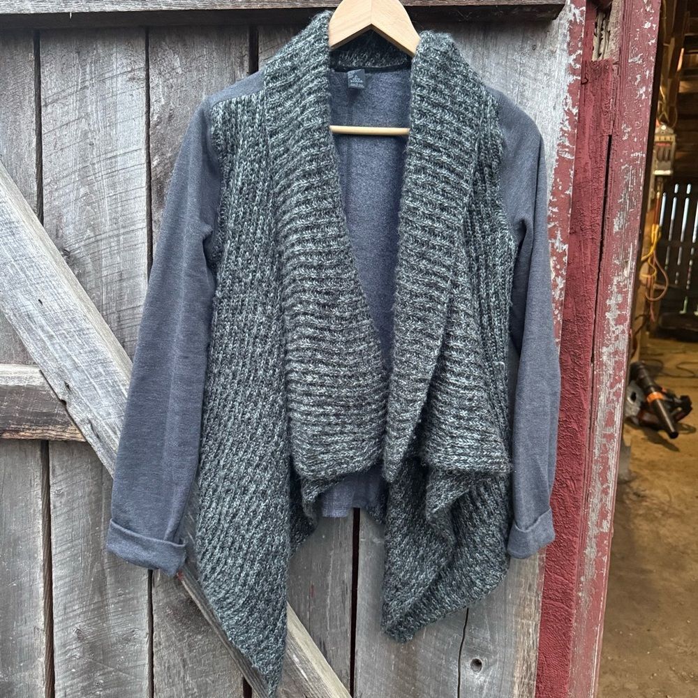 Prana Demure Gray Open Front Cardigan Sweater Small